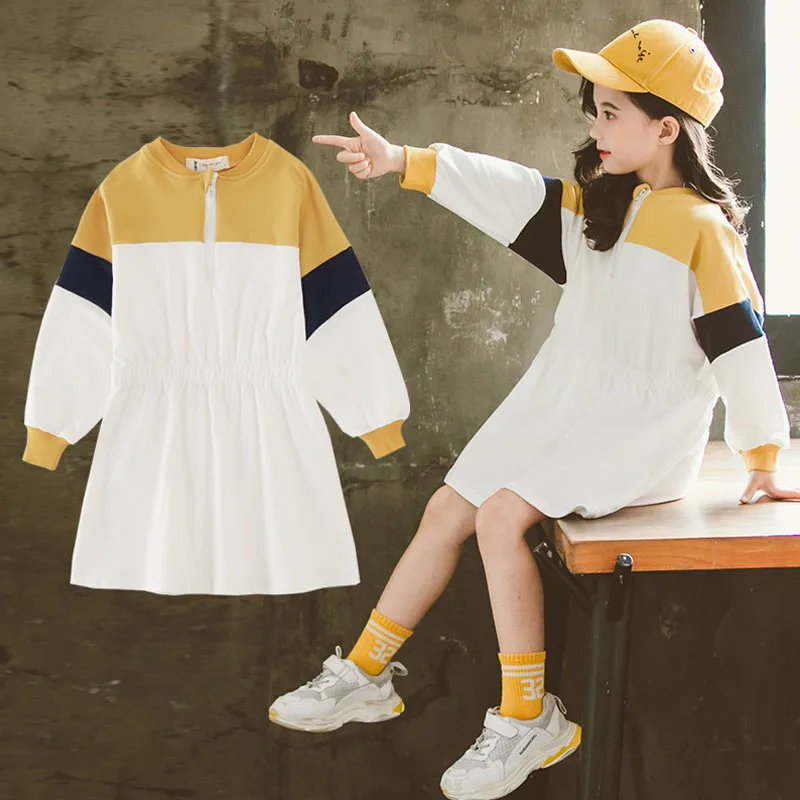 Детские платья-свитера с длинным рукавом хлопковые спортивные платья для