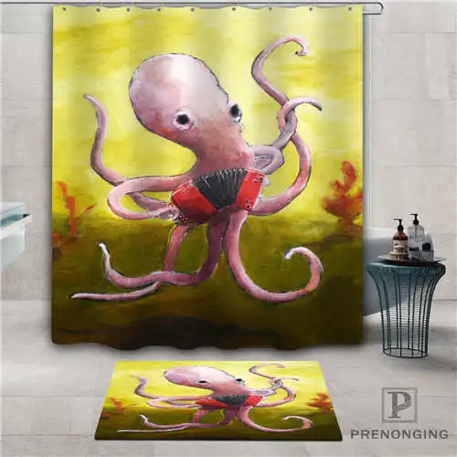 Пользовательские Cute-Octopus (1) водонепроницаемый занавеска для душа коврик дома