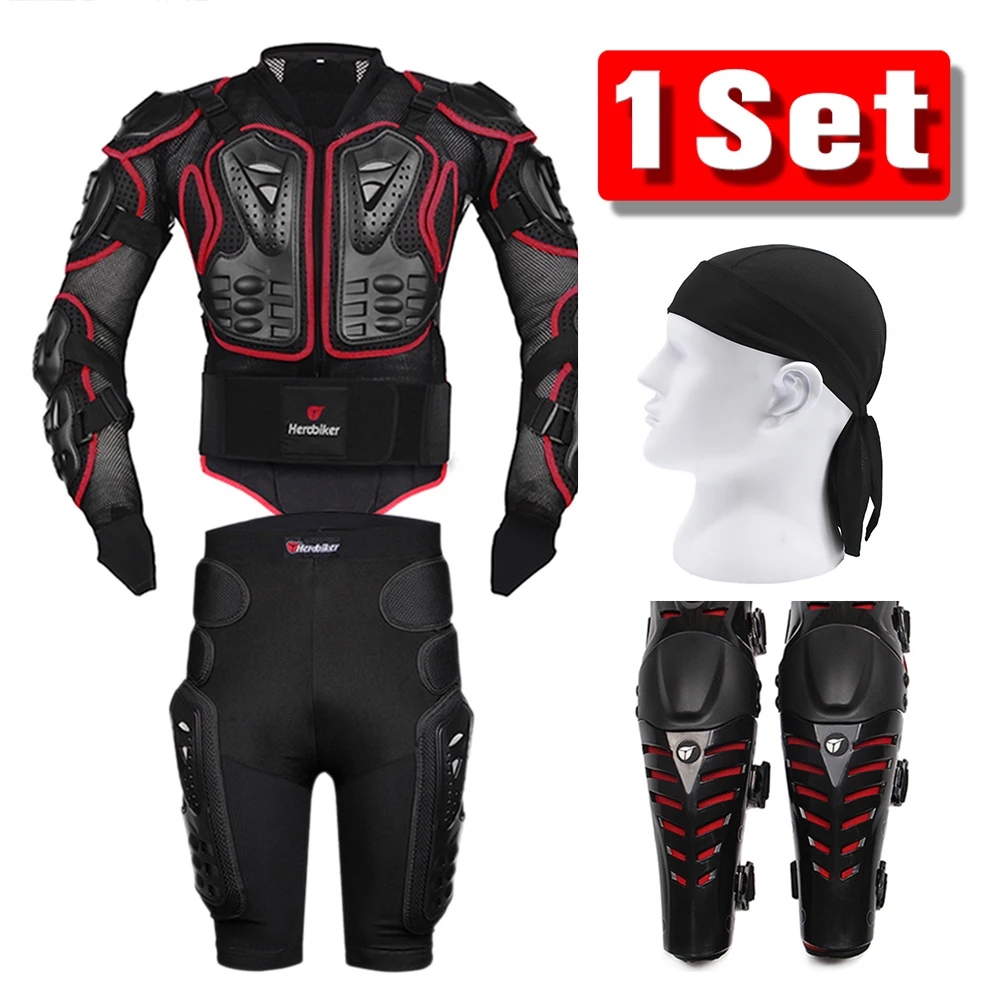 Red Set 2 HEROBIKER, летние мотоциклетные куртки, мужские бронежилеты, Мото куртка, мотоциклетная броня, мотоциклетная куртка для мотокросса, мотоциклетная куртка с защитой шеи - Цвет: Red Set 2