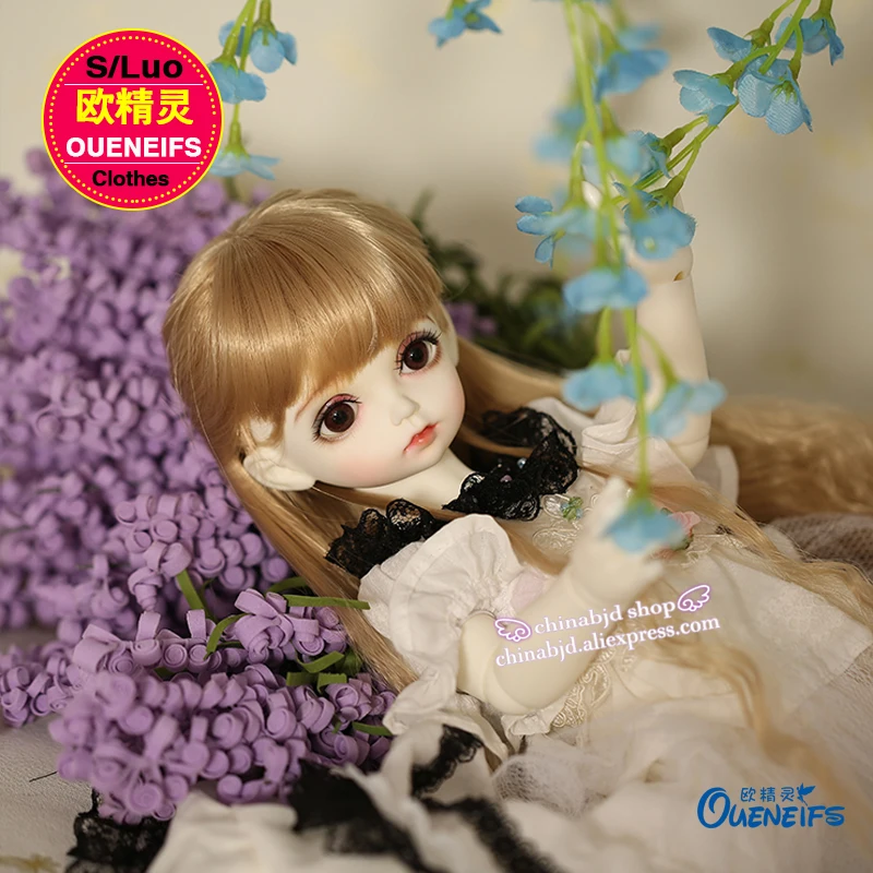 Платье BJD из шифона с соединением 1/4 черно белое для Rosenlined Minifee Fairyland Body YF4 102