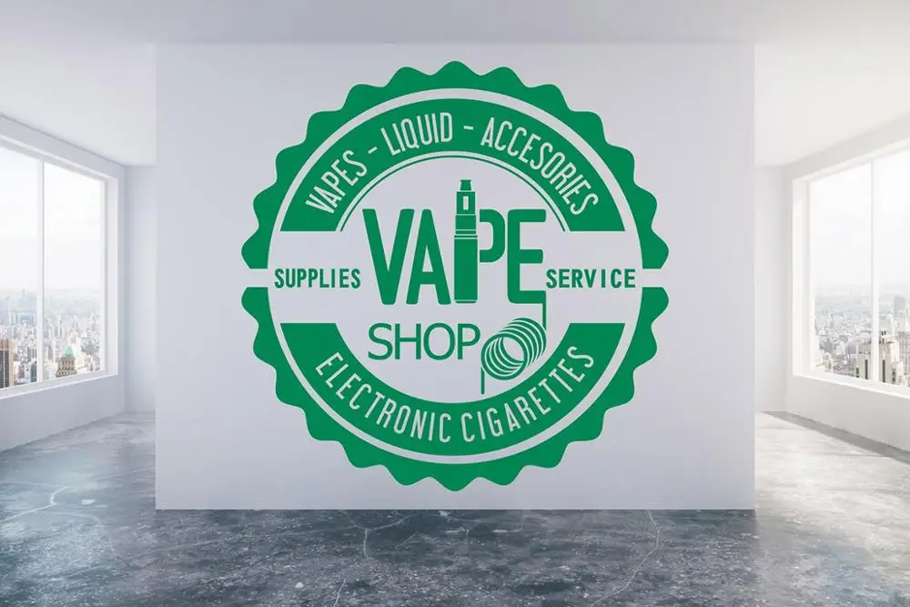 Современные Vape наклейки на стену магазина обои магазин Декор окно и стены
