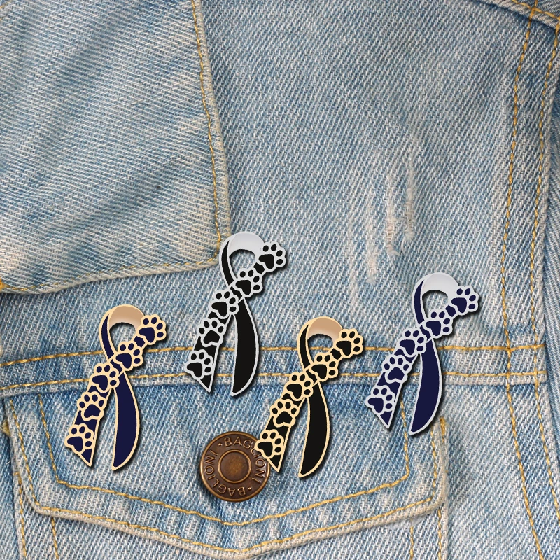 4 color brooch enamel pins icon badge animal cat claw dog claw tie shirt denim jackets Button Jewelry decoration family gift