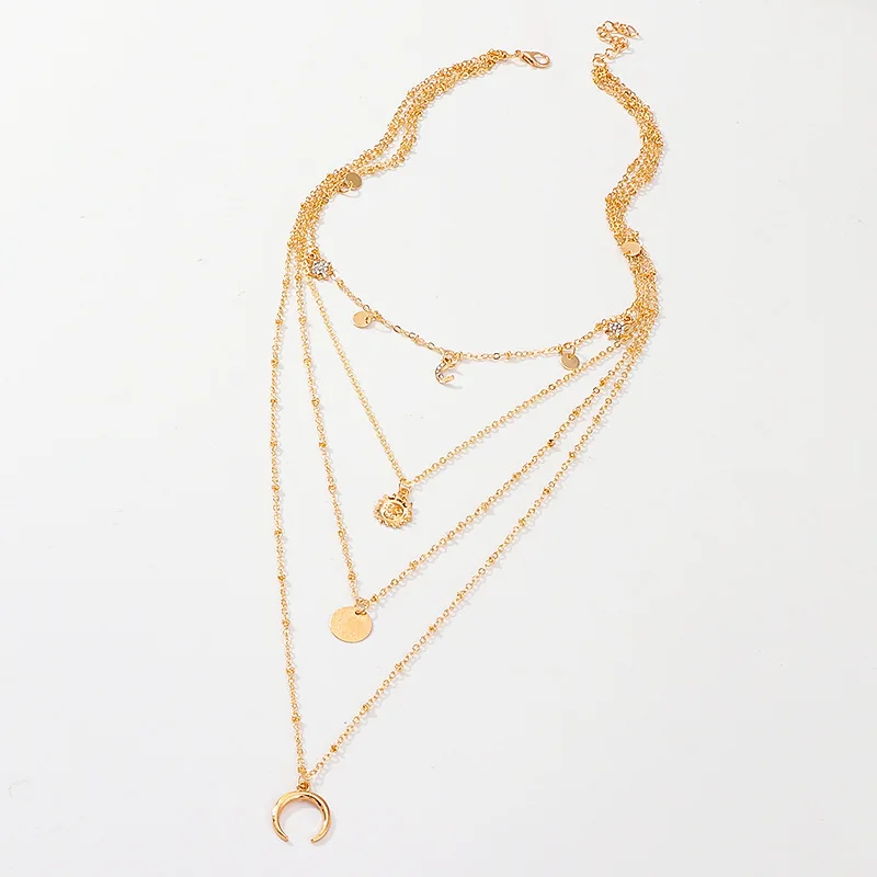 Новое модное многослойное ожерелье Sun Moon для женщин ювелирное изделие богемная