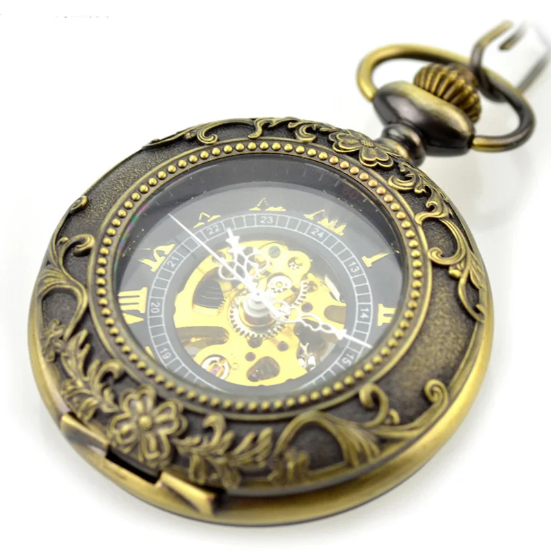 Новые механические бронзовые карманные часы в стиле стимпанк мужские винтажные