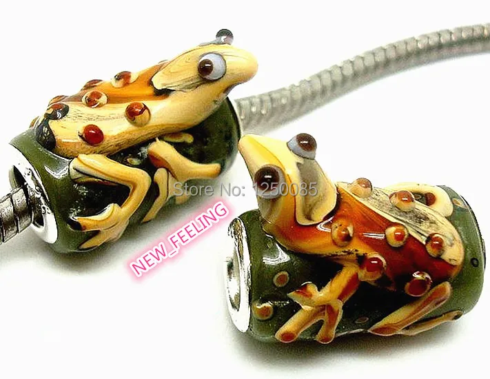 10 шт. модные высококачественные стеклянные шарики в форме ящерицы зеленого цвета