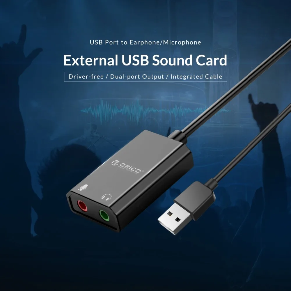 Внешняя звуковая карта ORICO USB с портом для гарнитуры + 1 разъем микрофона 3 5 мм