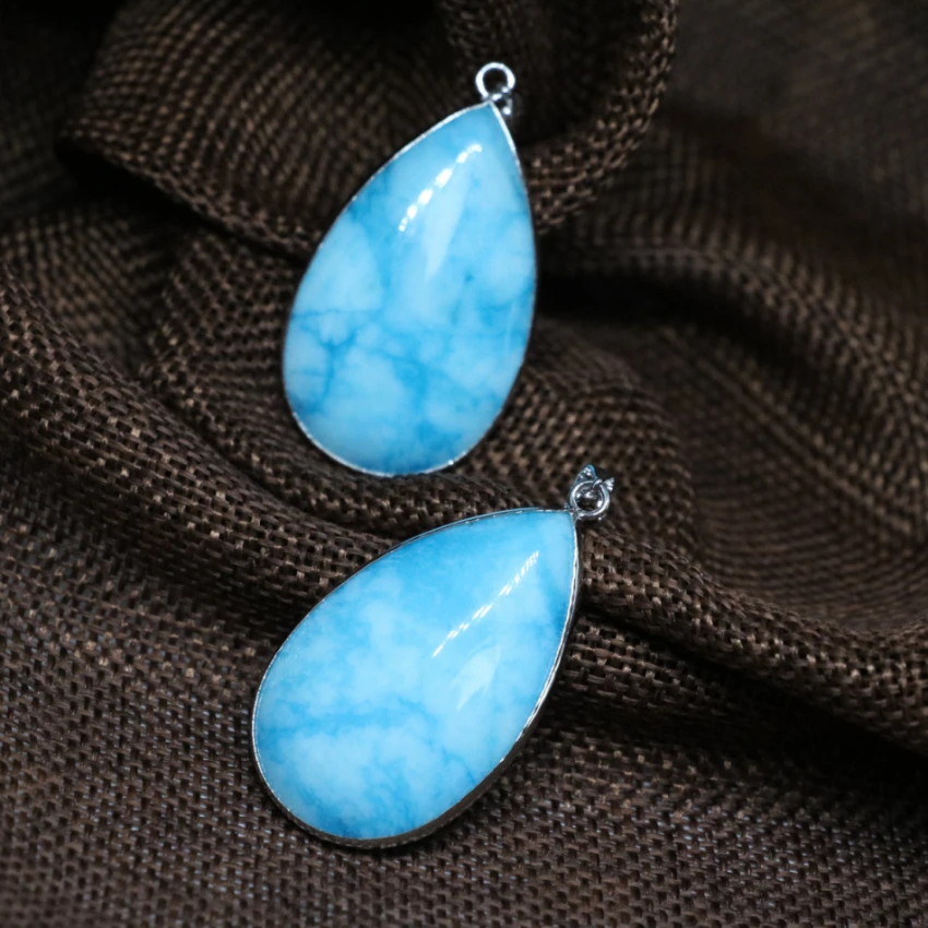 Новое поступление специальный большой Teardrop синий нефрит камнем Халцедон