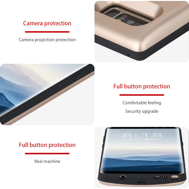 Чехол Power bank для Samsung Note 8 портативное зарядное устройство 6500 мач поддержка