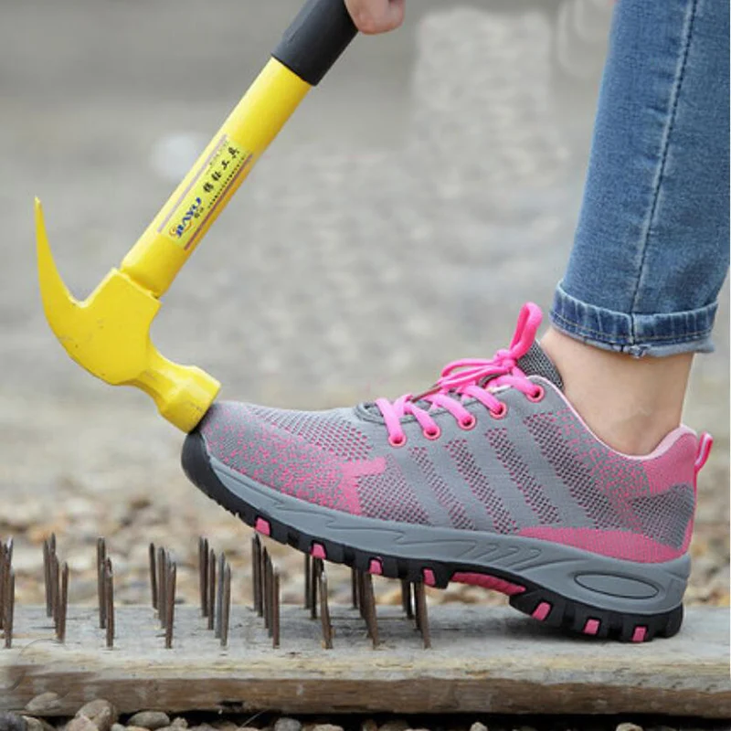 Новинка 2019 женские дышащие безопасные рабочие ботинки стальной носок и стальная