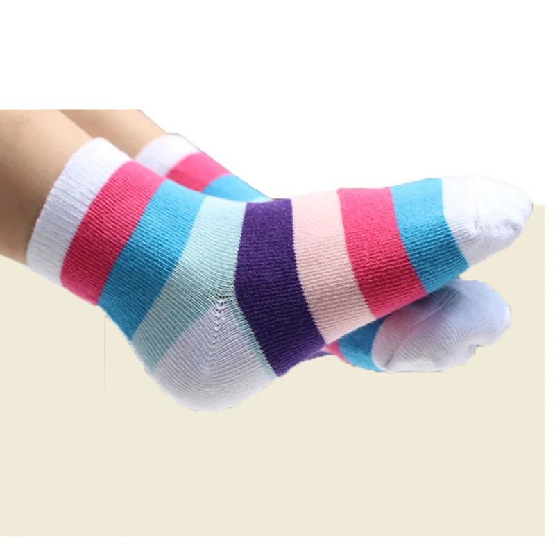 3 пары/Лот модные детские носки для малышей хлопковые в радужную полоску