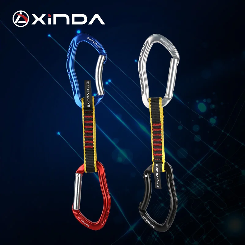 XINDA Профессиональный скалолазание Quickdraw слинг безопасности замок удлинители прямой изогнутый карабин альпинист Открытый Защитные комплекты