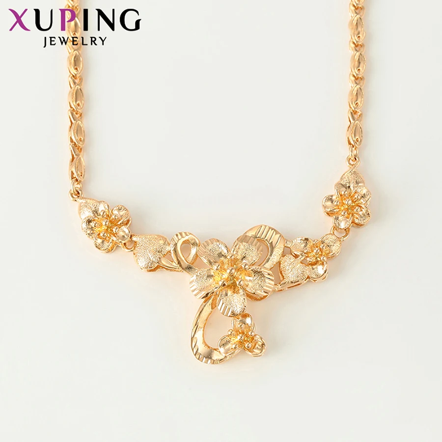 Xuping Jewelry Design Big Flower Necklace for Girls Christmas Gifts Gold Color Plated Vintage Chain S116-44399 | Украшения и