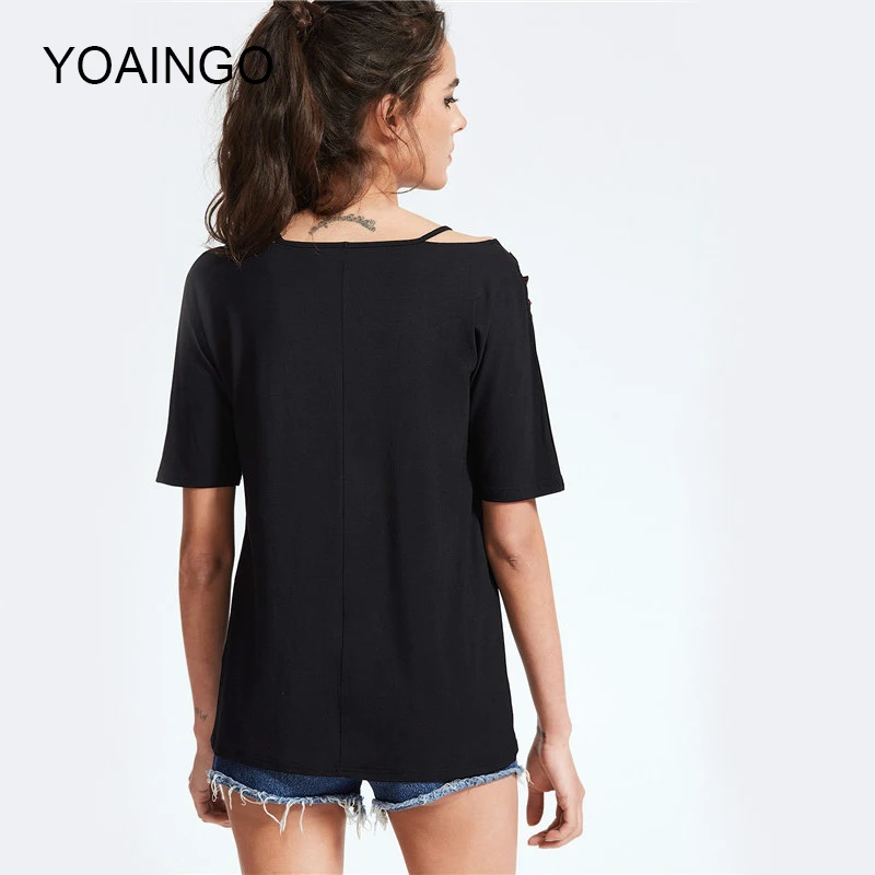 2017 Новая мода тонкий вышивка футболка старинные Strappy женский черный роза патч