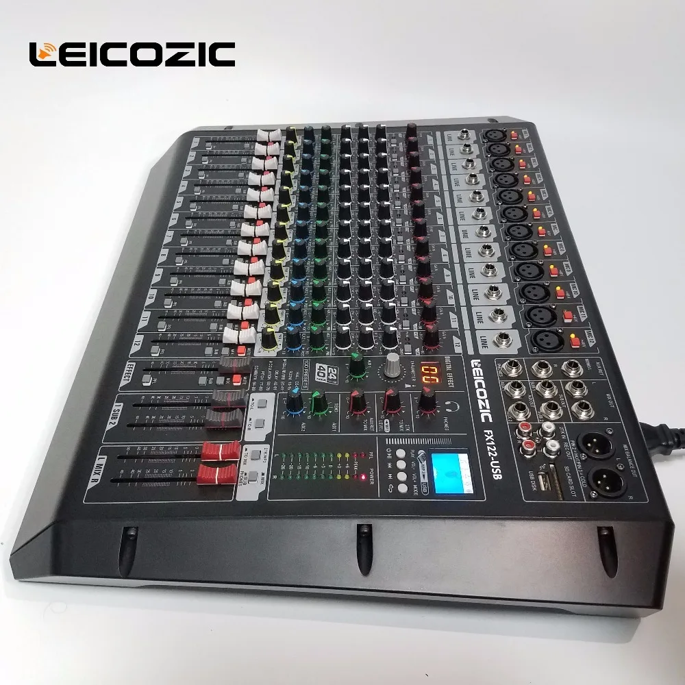 Leicozic аудио смеситель FX122-USB стойку встроенный DSP/MP3 плеер USB/SD карты Джек эффектное диджейское оборудование Китай смеситель цифровой аудио