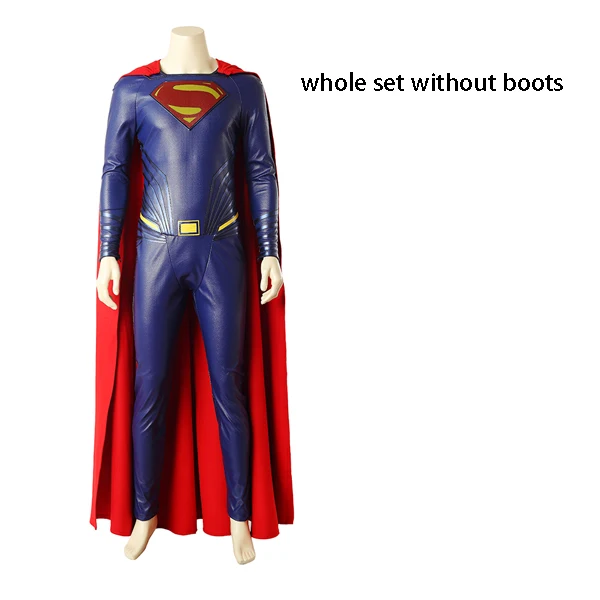 whole without boots Супермена костюм для косплея по мотивам кино Супергерой из Лиги Справедливости изготовленный на заказ костюм для Хэллоуина Высокое качество кожаный плащ - Цвет: whole without boots