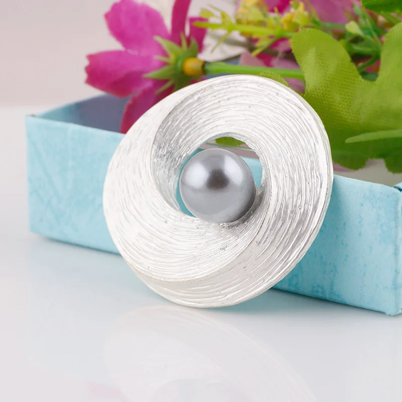 Матовая серебряная с серым брошь искусственным жемчугом для женщин Свадебные