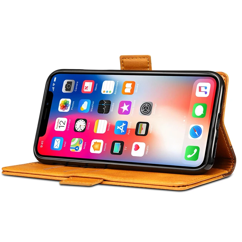 Aliusber Ретро флип-чехол для телефона iPhone XS Max XR подставка карт роскошный бизнес PU