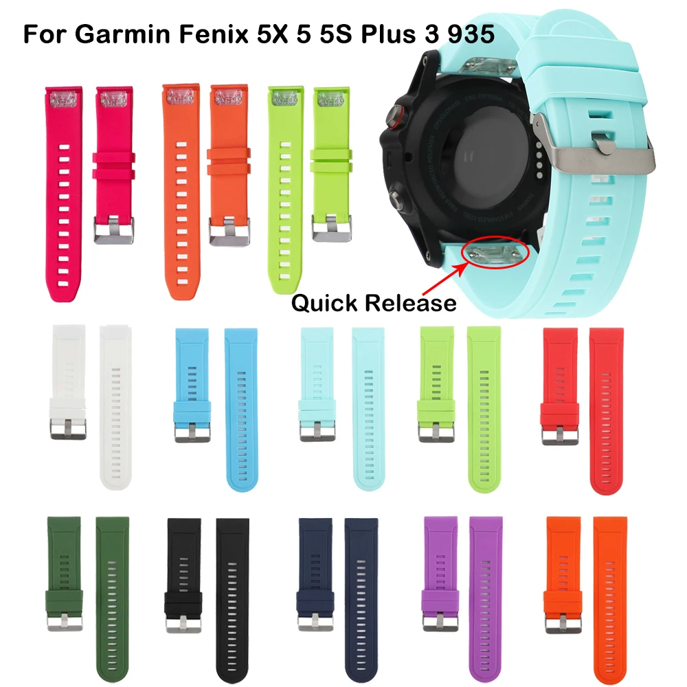 26 22 20 мм ремешок для часов Garmin Fenix 5X5 5S Plus 3 3HR D2 S60 Quick Release Silicone Easyfit|Смарт-аксессуары|