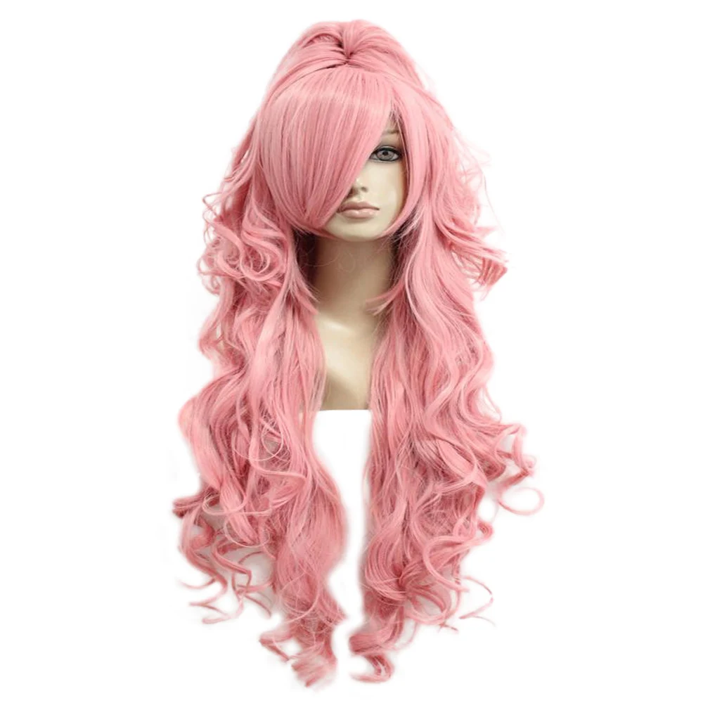 HAIRJOY синтетические волосы Вокалоид лука, косплей парик розовый красный вьющиеся парики с конским хвостом