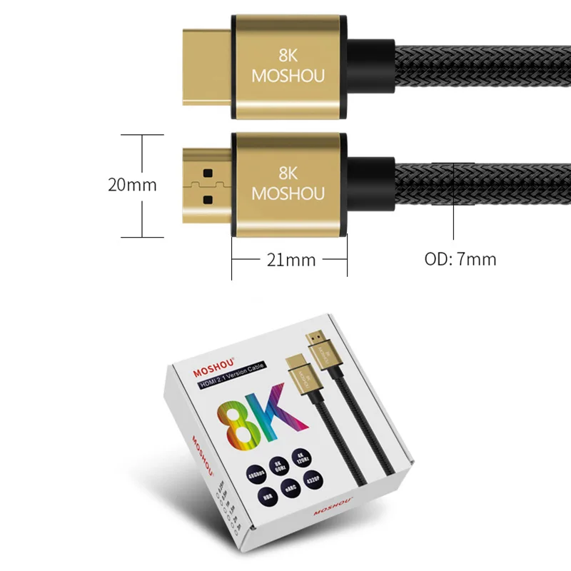 HDMI 2,1 кабели 8 к 60 Гц 4 к 120 Гц MOSHOU 48 Гбит/с Полоса пропускания ARC видео шнур для усилителя ТВ высокой четкости мультимедийный интерфейс