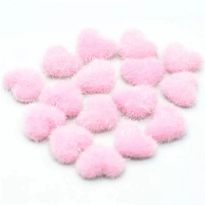 PINK COLOR 20PCS 15 мм 20 шт розовый/розовый цвет Флоки сердце тканевые пуговицы, домашние швейные пуговицы ручной работы - Цвет: PINK COLOR 20PCS