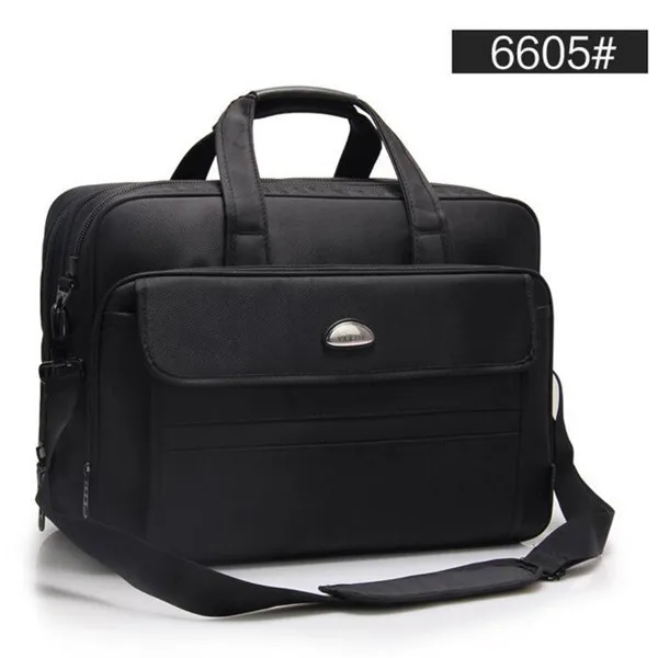 6605-Black Большой Вместительный деловой мужской портфель 17 дюймов, черные сумки, мужские водонепроницаемые портфели для компьютера, ноутбука, Мужская Дорожная сумка на плечо - Цвет: 6605-Black