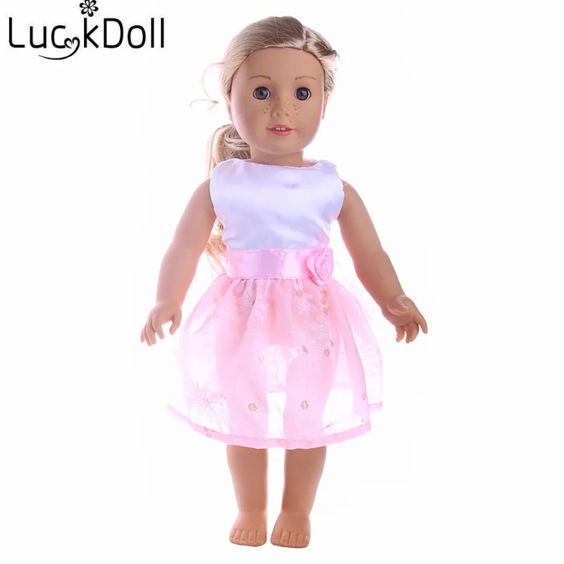 Цветное платье LUCKDOLL без рукавов с бантом для куклы 43 см или 18 дюймовых
