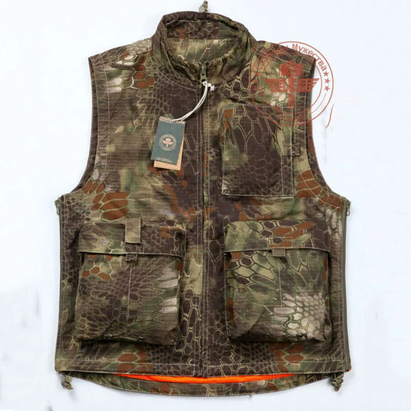 Высококачественный Камуфляжный жилет с несколькими карманами из змеиной кожи питона Мужская армейская