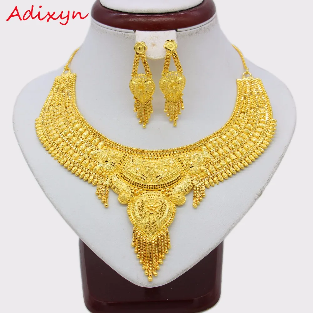Комплект из колье и серёг Adixyn золотого цвета ювелирные изделия для женщин
