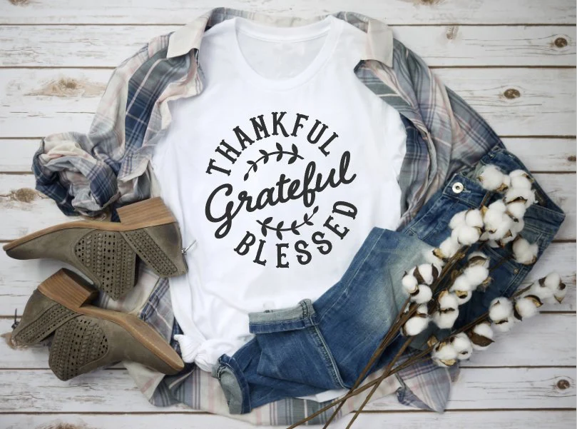 

Thankful Grateful Blessed t-shirt women fashion cotton casual quality girl gift slogan shirt Christian grunge aesthetic tees top