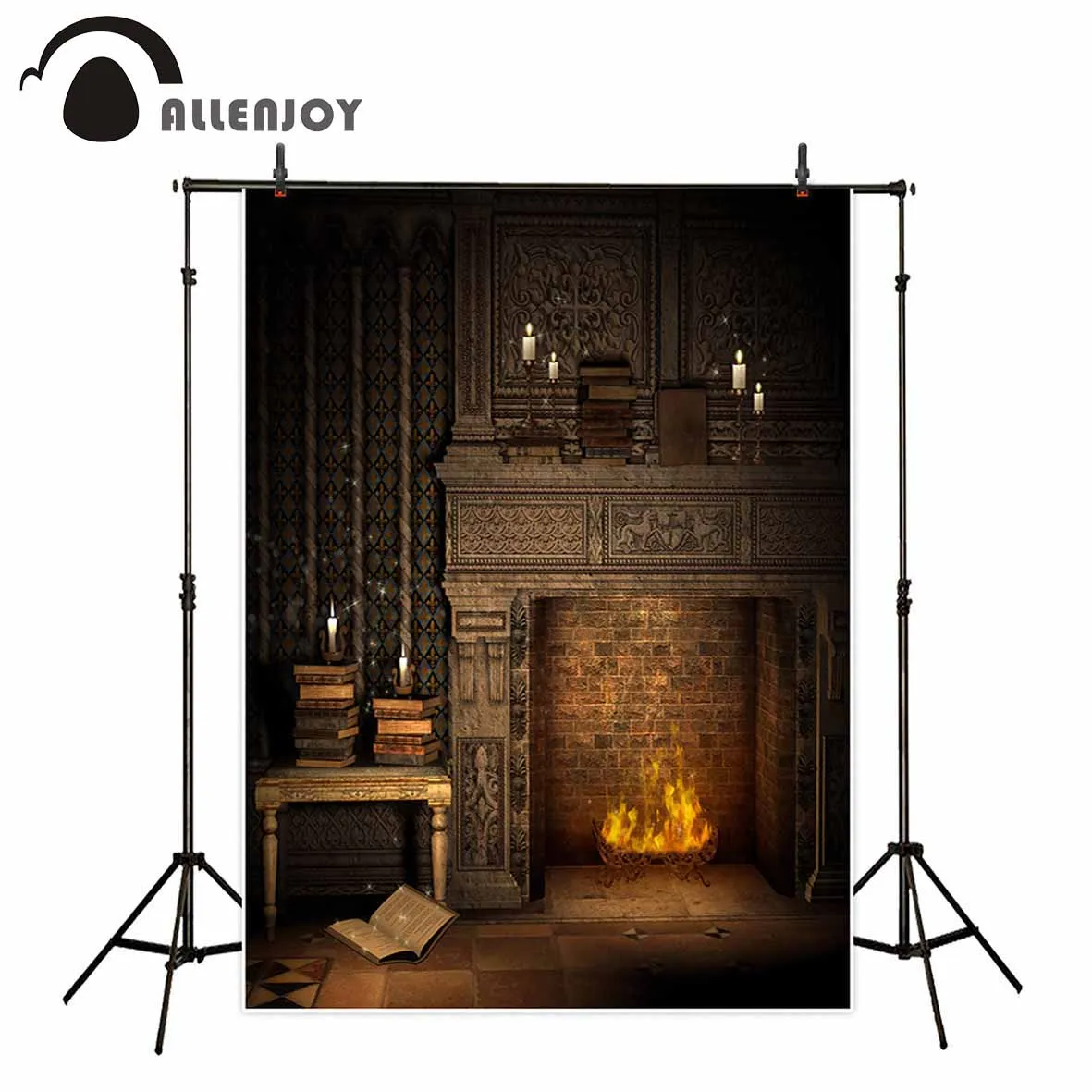

Фон для фотосъемки Allenjoy Рождественская ночь винтажный кирпичный камин книга фон фотостудия фотобудка оригинальный дизайн