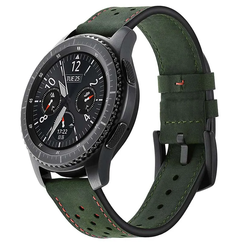 Зеленый Laforuta 22 мм кожаный ремешок для samsung gear S3 Frontier Bnad gear S3 классический Ремешок Браслет Galaxy 46 мм браслет - Цвет ремешка: Зеленый