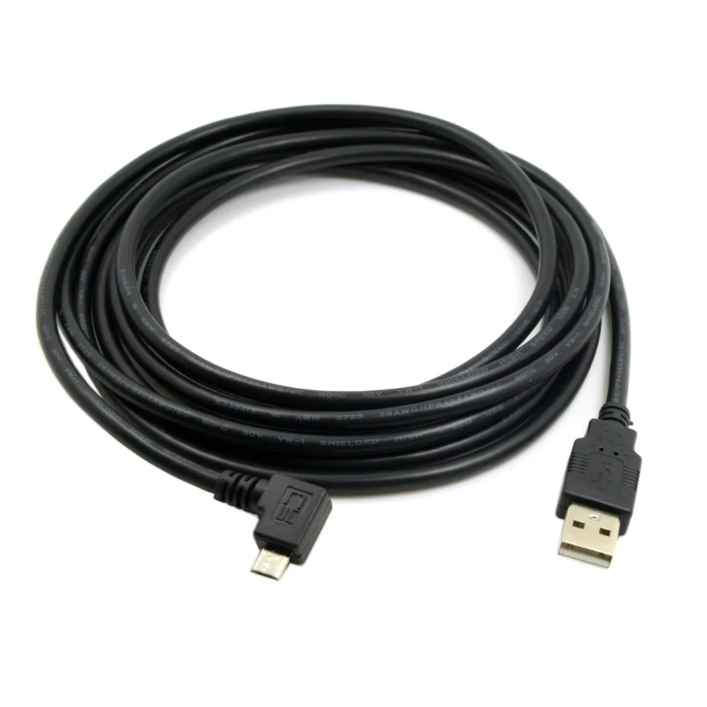 

CY 3m 90 Degree Left Angled Micro USB Male to USB 2.0 Data Charge Cable for Cell Phone & Tablet