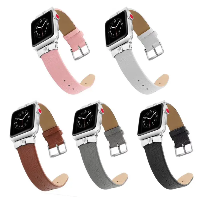 Ремешок кожаный для Apple Watch Band 38 мм 42 40 44 классический модный браслет iWatch Series