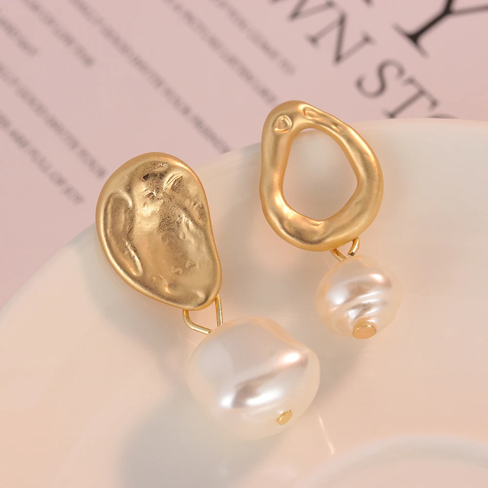 1 пара корейских золотых металлических геометрических неправильных кругов