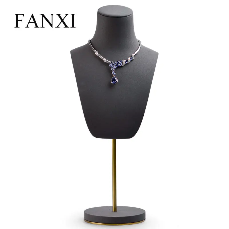 

FANXI Necklace Display Bust Stand with Adjustable Metal Rack for Necklace Pendant Exhibition Shop Counter