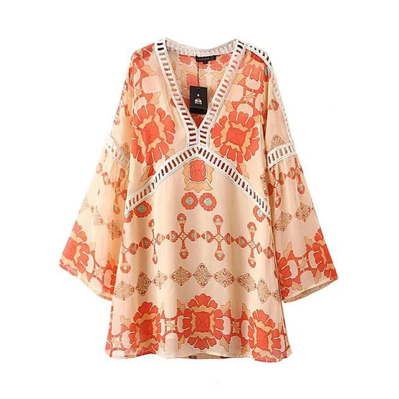 Women Dresses Beach Fashion Pareo Print Swimsuit Cover ups Sexy Hollow Out Tunic Bikini Covers Robe De Plage Wear |