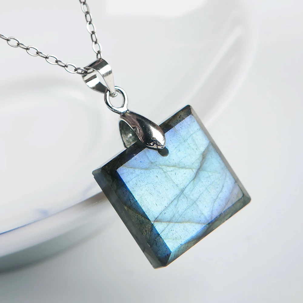 Естественный синий свет Лабрадорит Драгоценный Камень для женщин и мужчин кулон