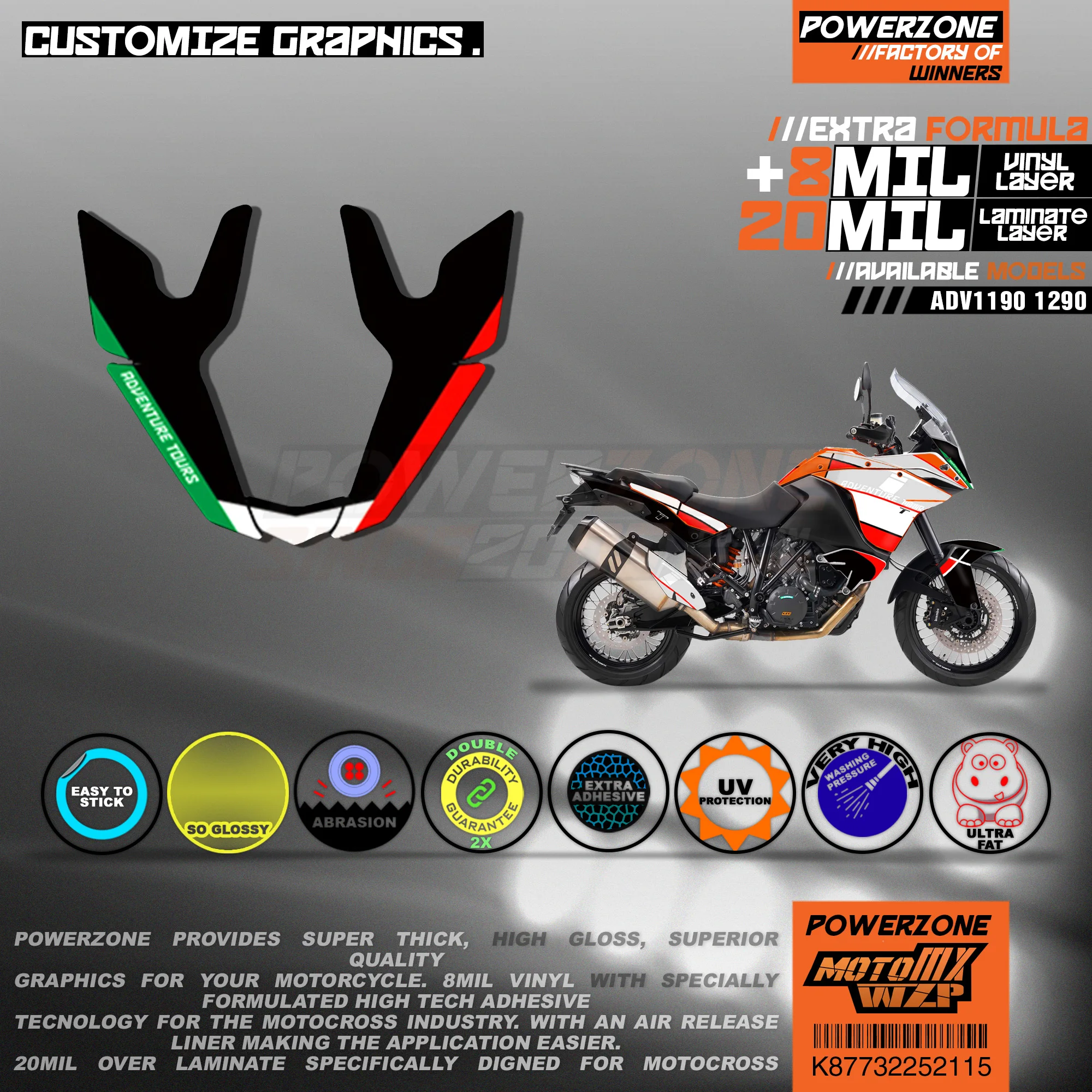 Персонализированные графические фоны PowerZone Team наклейки 3M Набор наклеек для KTM ADV