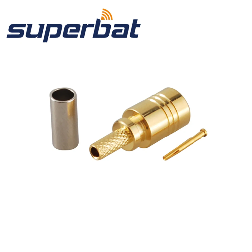 Superbat 10pcs SMB Crimp Male RF Coaxial Connector for Cable RG174,RG316,LMR100 50 Ohm