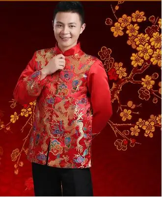 Традиционная китайская одежда мужской свадебный костюм невесты с вышивкой Тан
