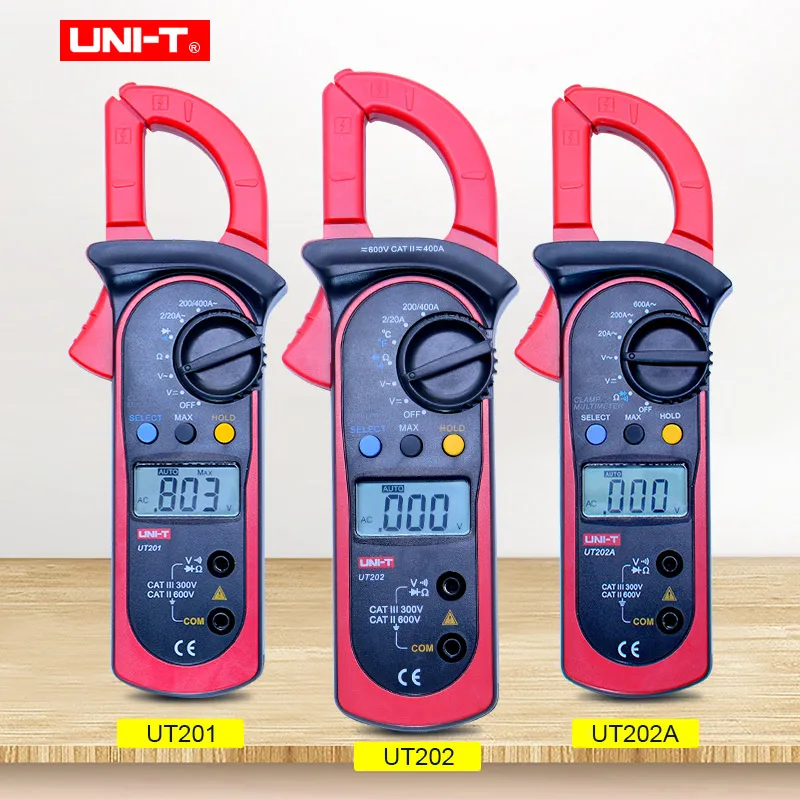 UNI T цифровой клещи 2000 граф UT201 UT202 UT202A мини мультиметр DC AC Вольтметр Амперметр