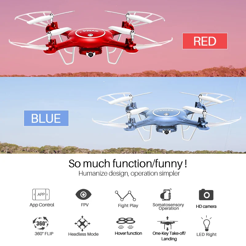 Syma X5UW FPV Радиоуправляемый Дрон с 720 P HD Wi-Fi Камера Live видео обучение Quadcopter для