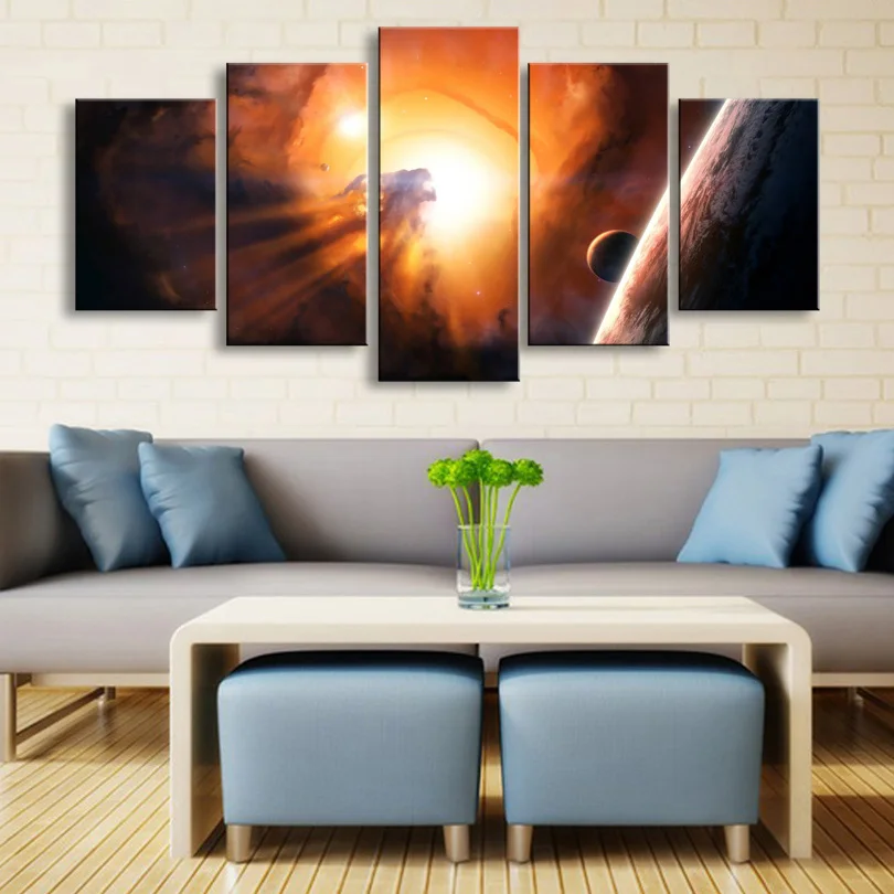 5 pieces high-definition print Nebula canvas oil painting poster and wall art living room picture XY-018 | Дом и сад