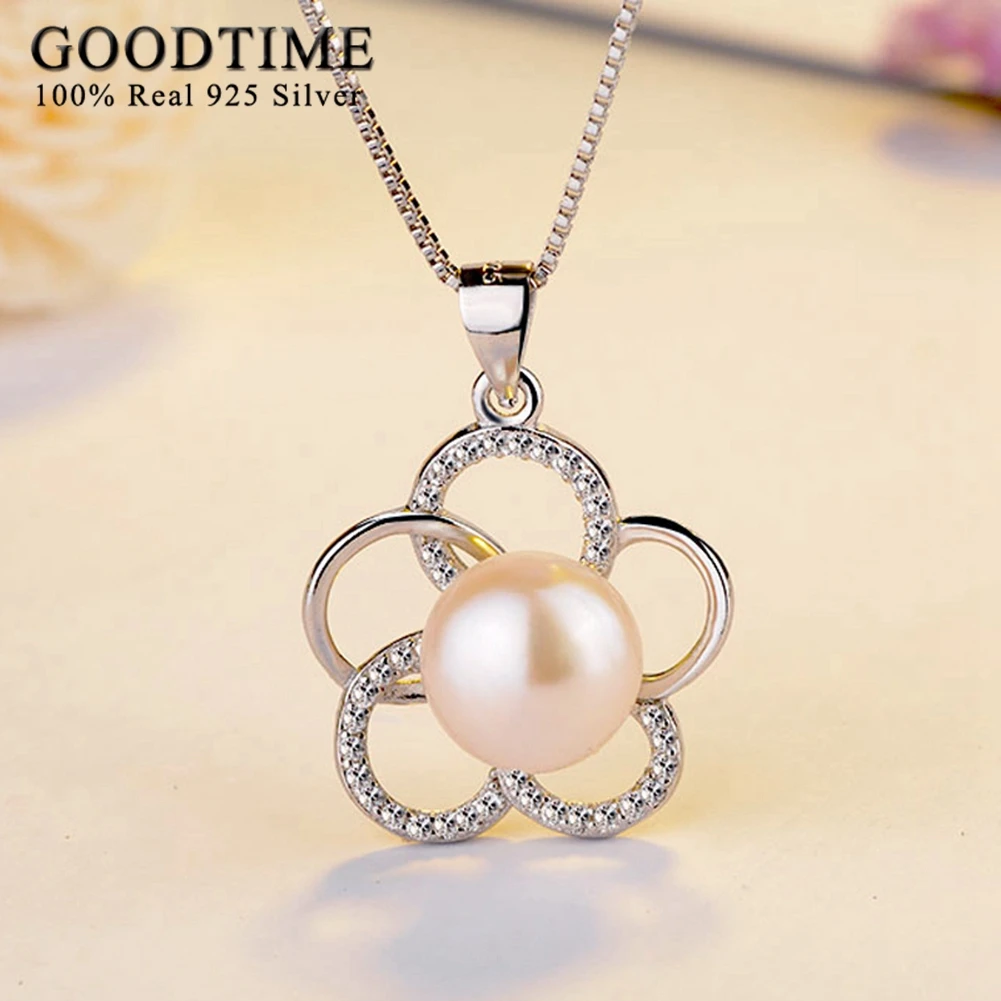 

Pure 925 Sterling Silver Jewelry Flower Pearl Bead Pendant Necklace Jewelry sterling-silver-jewelry Pendant Necklaces for Women