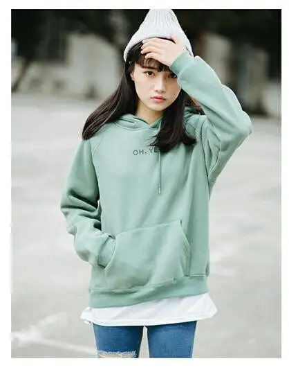 New Fashion Corduroy Long sleeves Letter Harajuku Print Girl yellow Pullovers Tops O-neck Woman Hoodies Sweatshirts Coat | Женская