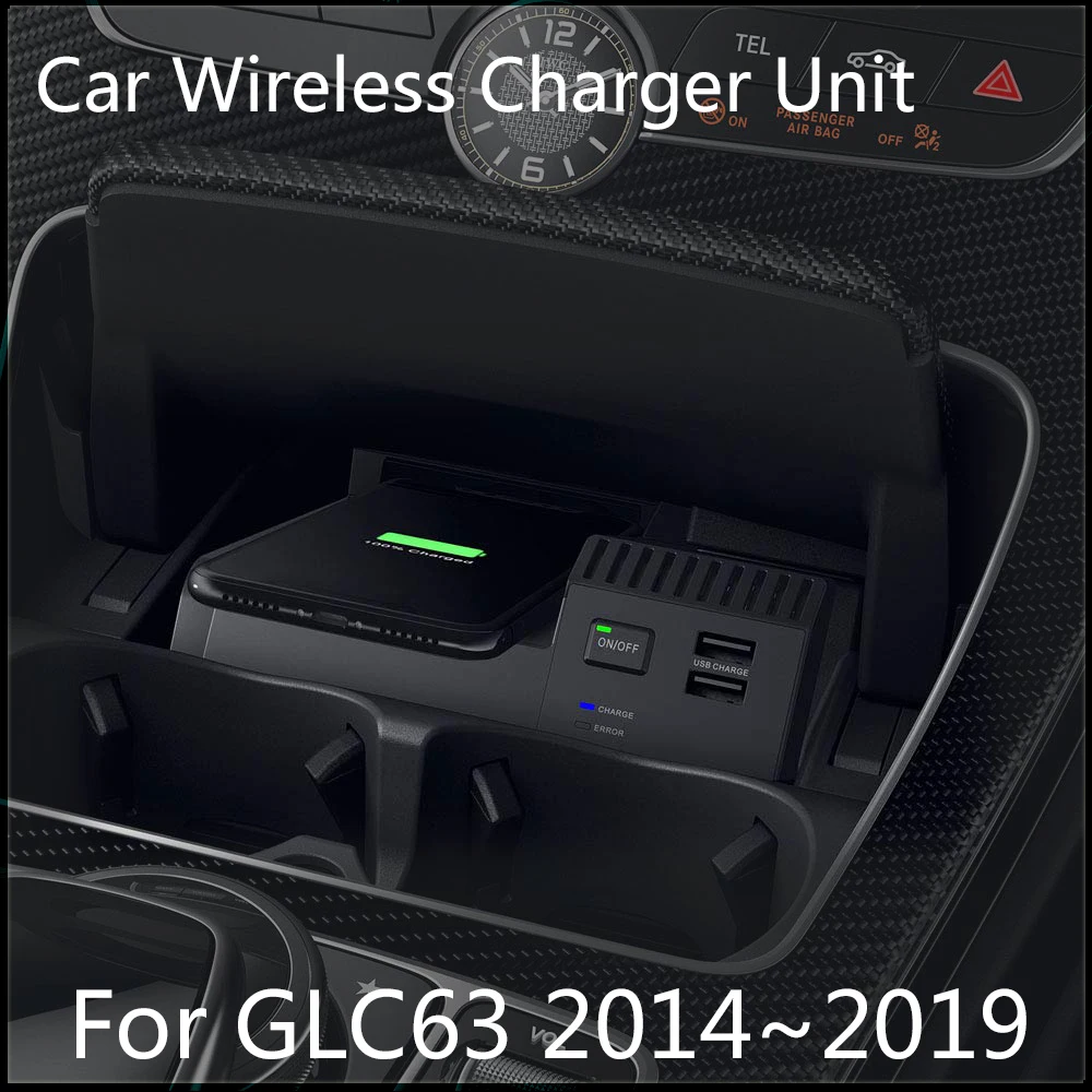 10 Вт Беспроводное зарядное устройство для Mercedes Benz GLC63 2014 ~ 2019 iphone Android Phone