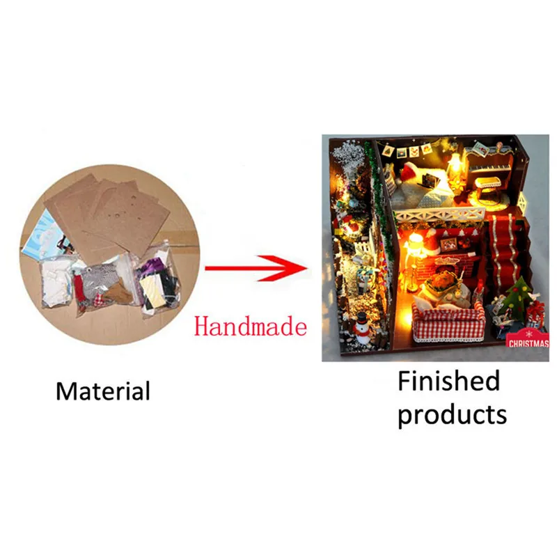 DIY рождественский кукольный домик светильник кой миниатюрная мебель наборы