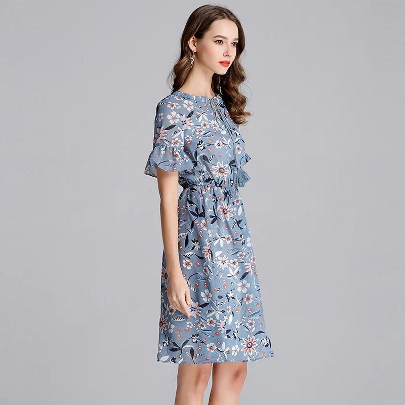 

Hot Sale 2019 Dress Sexy Fashion Print Short Large Size Women Bow O Neck Ruffles Night Club Body con Party Dresses Wholesale