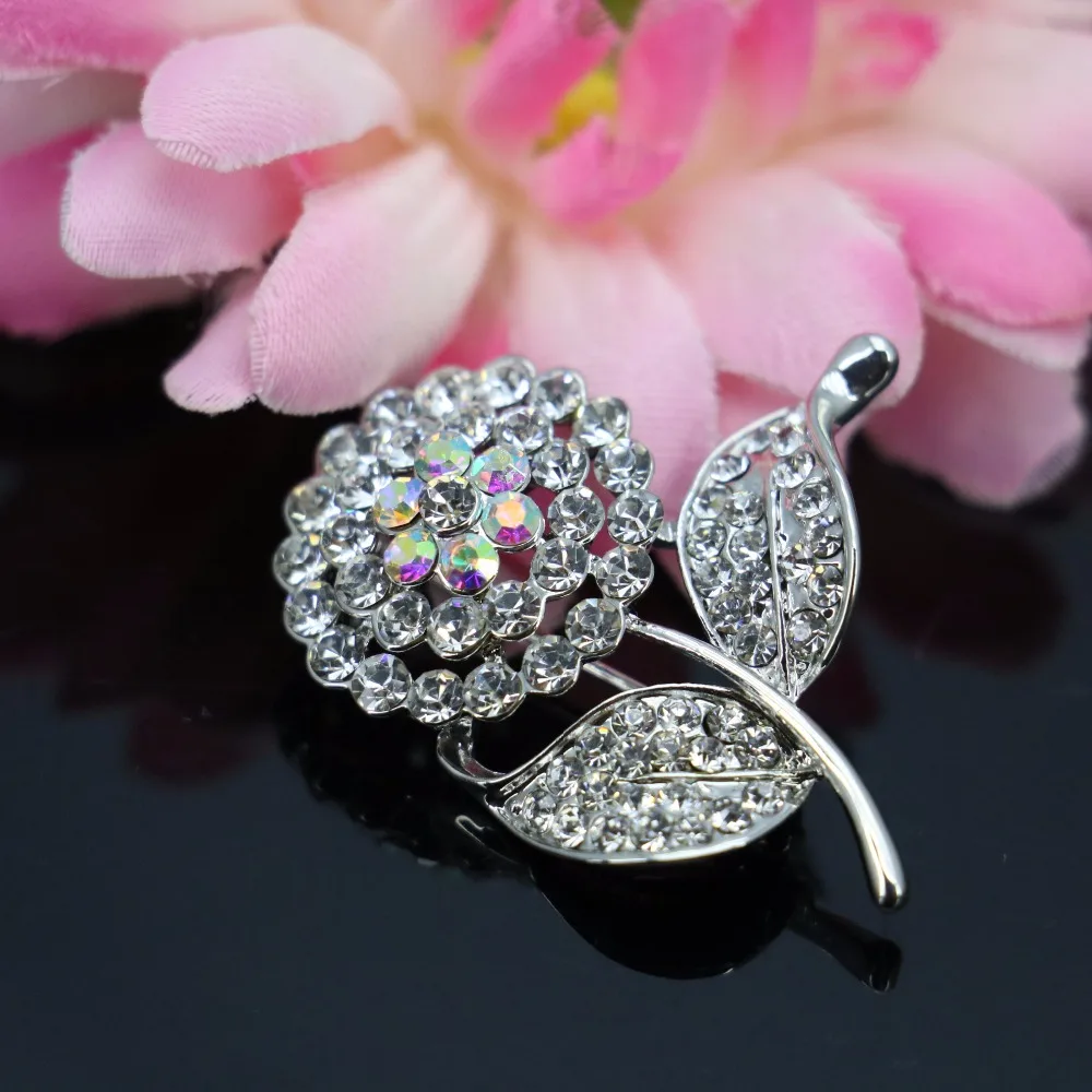 Брошь в виде подсолнуха с кристаллами 31x38 мм|rhinestone brooch|brooches glassbrooch crystal |